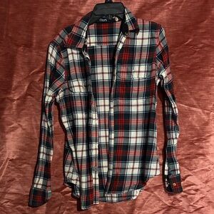 Chaps Navy and Red Plaid Button Down Shirt